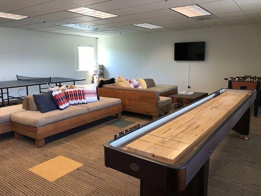 Game Room with lights on