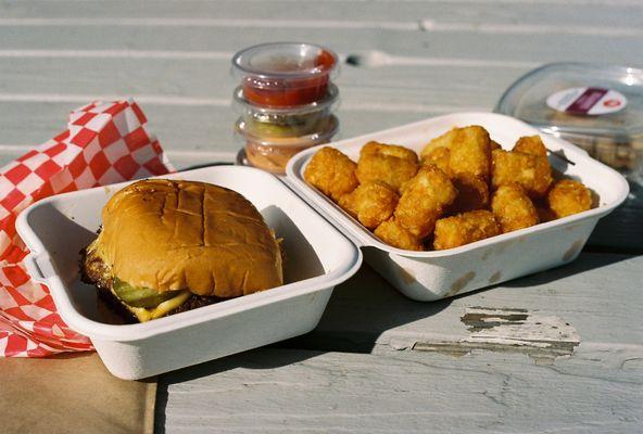 Burger with Tater Tots