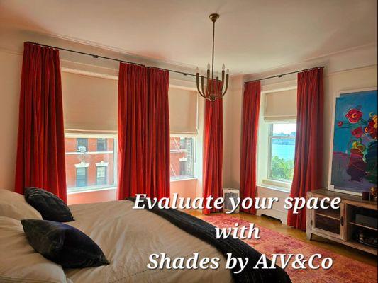 Combination of Roman
Shades & Drapery
Shades by AIV&Co