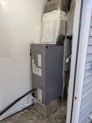 New air handler, drain, and refrigerant lines.
Heat Pump