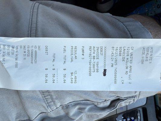 Gas Station Receipt