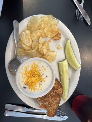 Turkey melt and potato soup combo