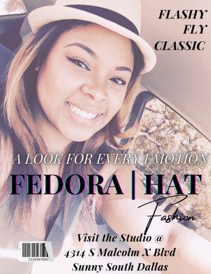 African American young woman wearing a fedora hat