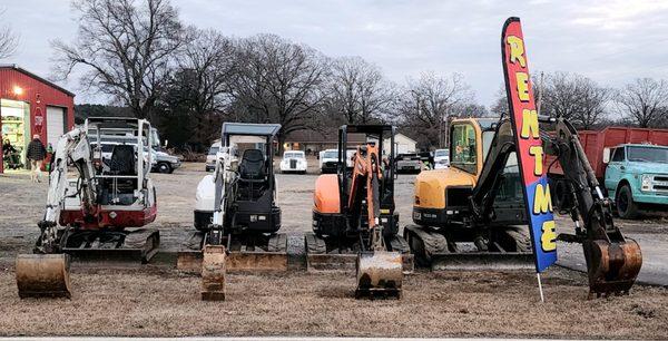 Our selection of mini excavators at our shop