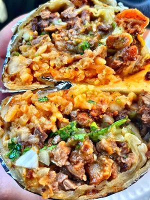 Carne asada/tripas burrito