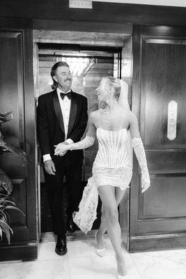 Bride & groom heading to reception afterparty