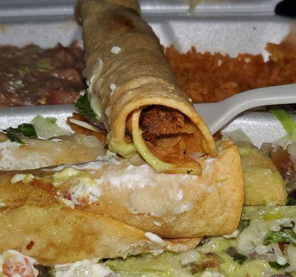 The dried meat rolled taco that was supposed to be potato