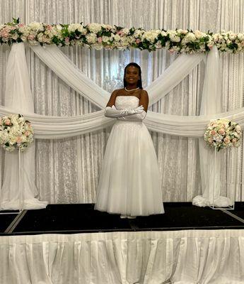 Dress was made strapless taken in and hemmed.