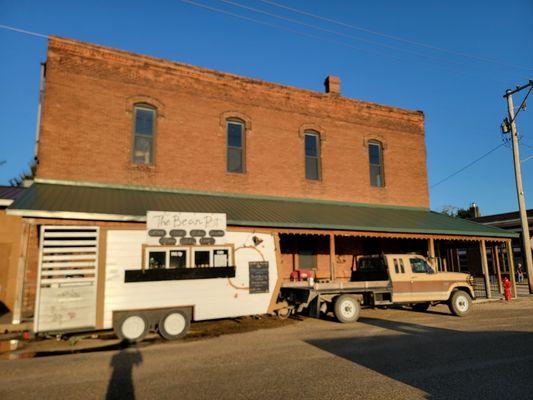 Our coffee/food trailer parked outside the coffee shop!