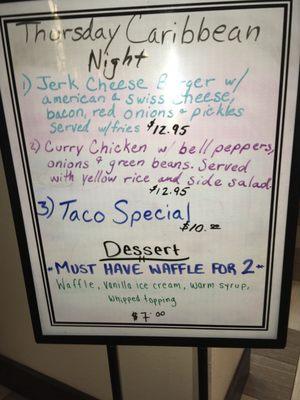 Thursday specials.