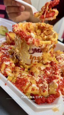 Volcano Ramen Noodles. Your choice of chips to go with it.