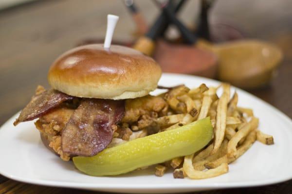 The fried chicken sandwich with homestyle fries.