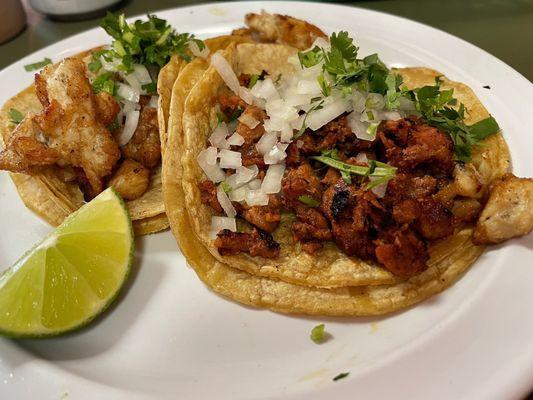 Pastor and chicken tacos