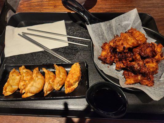 Fried dumplings and soy chili chicken