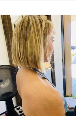 Blonde golden bob hair