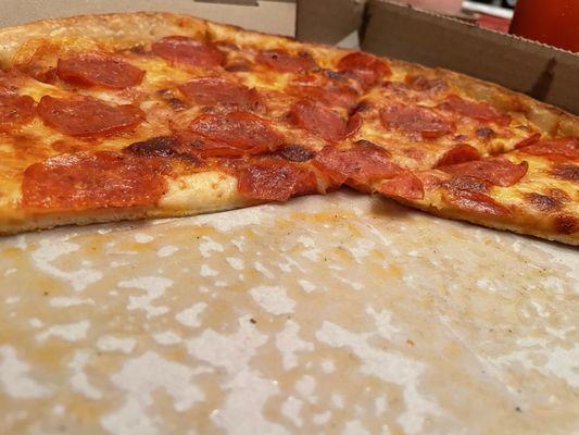 Flat grease pizza