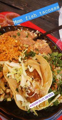 2 fish taco combo. So delicious and tasted fresh. They were also huge. Gonna have to go again soon. Yumm