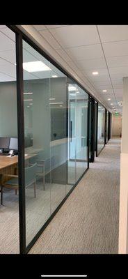 Glass wall partition system installation
