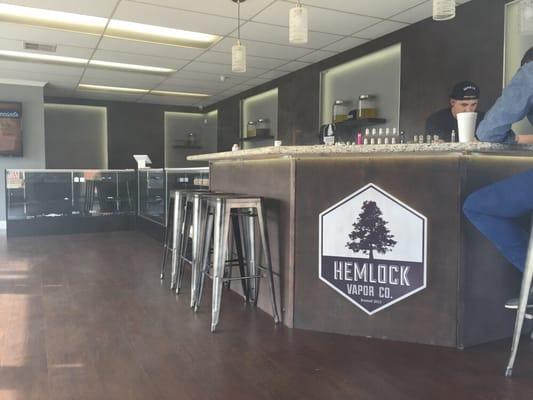 Tasting bar and cabinet full of great product