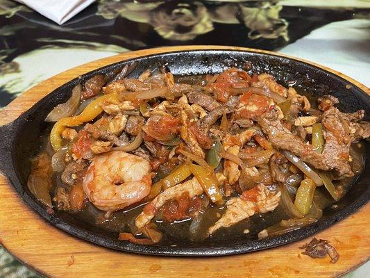 The meats we have left after taking the peppers and onions.