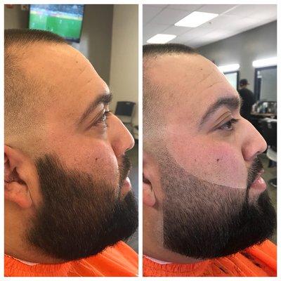 Before and after beard trim
