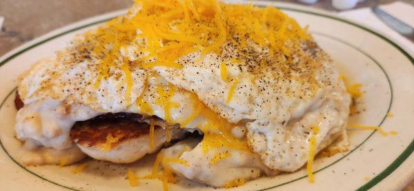 The Molehill, eggs, biscuits, gravy, sausage and bacon