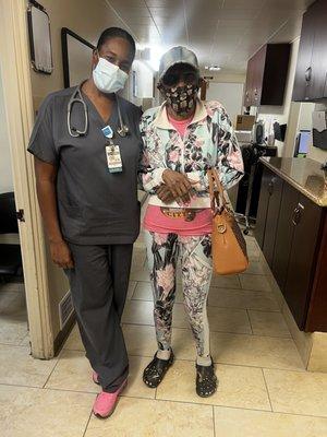 She's 91 and is being care for by Dr. Hodges my grandma Guardian Angel she's amazing and my grandma loves her