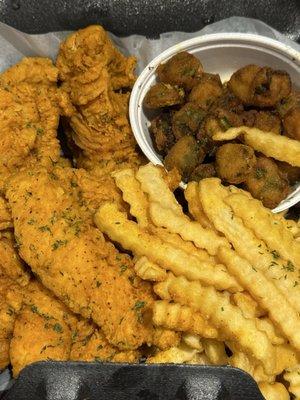 6 piece Tender Dinner - fries and okra