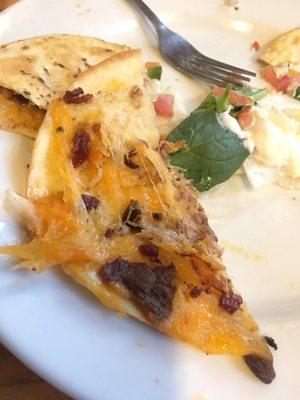 "Beef" quesadillas filled with mostly bacon bits
