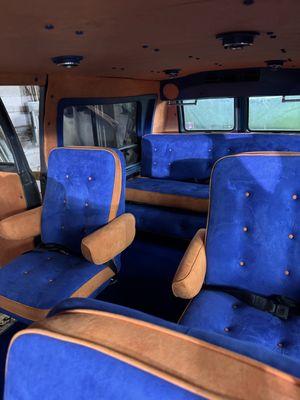 Custom suede interior for Woodard Properties Cavalier Van