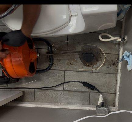 Emergency plumbing call .Customers entire property was backed up we were able to remove the toilet and snake there clogged drain