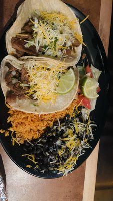 Carne Asada tacos plate