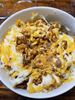 Scrambled egg and chorizo breakfast bowl