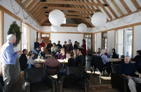Interior of Meeting House... residents are welcome to use the space for work, relaxation, exercise, etc. Also private events.
