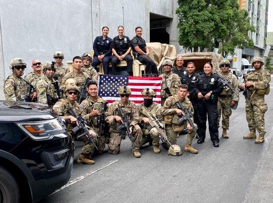 The National Guard assists LAPD with the civil unrest during protests throughout the city.