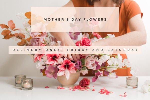 We are offering Mother's Day Flowers! No-contact delivery available in the Atlanta Area. Visit our website for details and how to order!