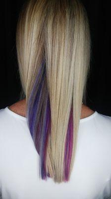 Pravana vivid colored under neath for a change and still could be professional when she laid her hair down