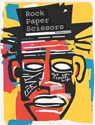 Rock paper, scissors, barbershop advertisement