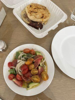 Salad is mine, Pupusas de Frijol, Pollo, y Pollo con queso