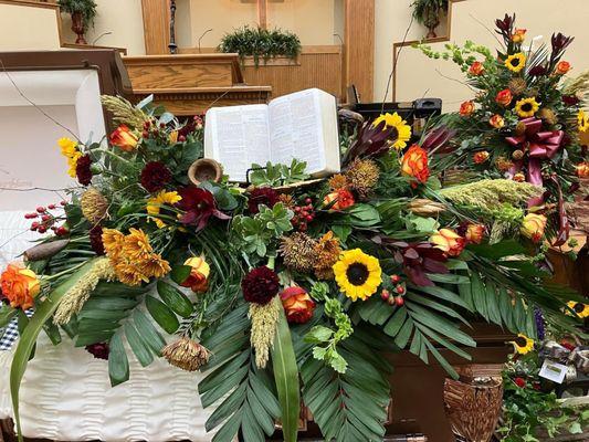 Casket spray and easel