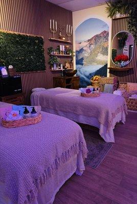 Couple's massage treatment room