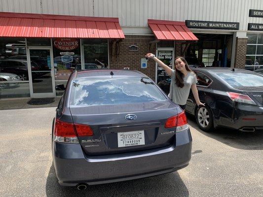 Daughter with her new (used) Subaru.