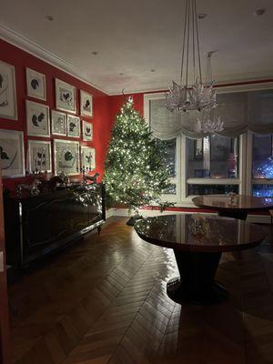 10 foot tree with light installation. Looks magical.