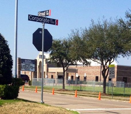 View from the corner of Corporate and Strout