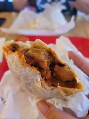 Red chile pork burrito