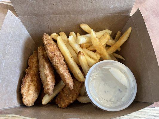 The chicken strip meal. McDonald's nuggets had more flavor.