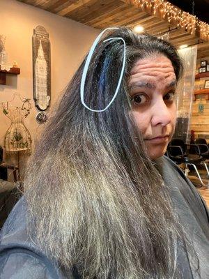 The blue should've been all over but it just didn't take. So Wendy tried a few things and we changed the plan!