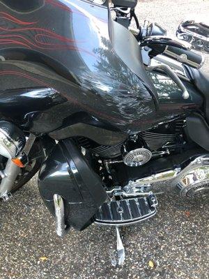 Before shot left side gouge on batwing fairing