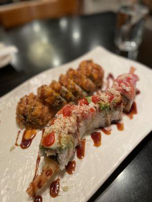 Rainbow Dragon Special Roll and Dragon Breath Deep Fried Special Roll