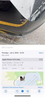 Photo of car when picked up with Metadata providing date, time and location.